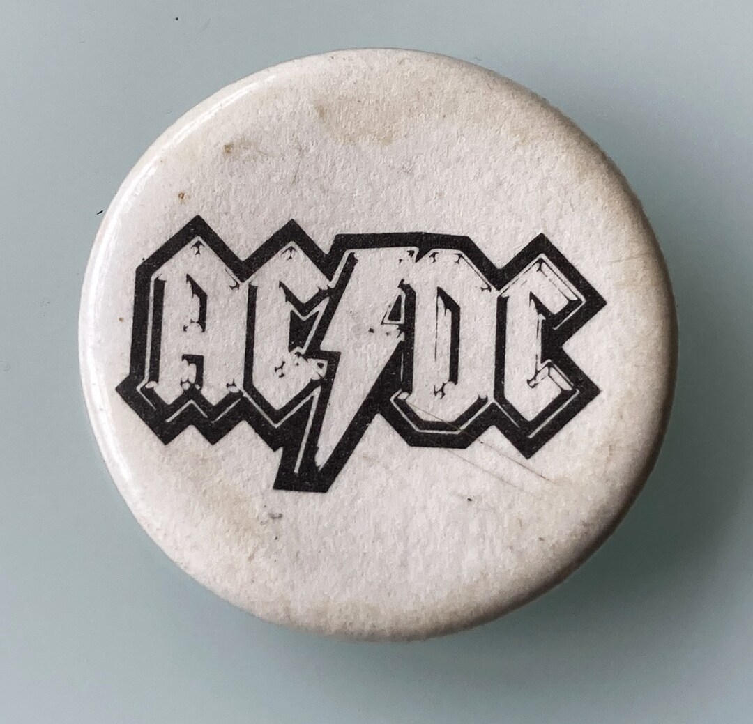AC/DC Black Logo Small Vintage Button Style Pin Badge From the 1980's ...