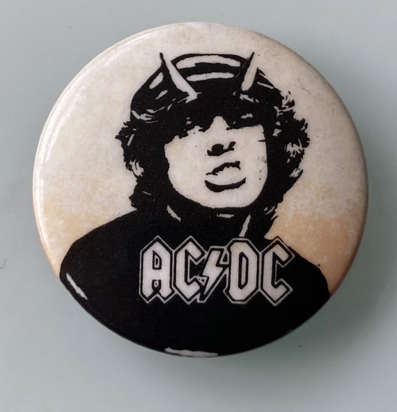 AC/DC Angus Young Devil Horns Small Vintage Button St… - Gem