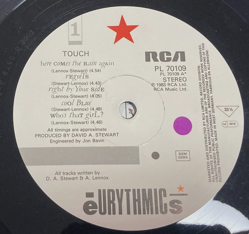 Eurythmics Touch Original 1983 Vinyl LP Vintage Record Classic Pop Annie Lennox image 6