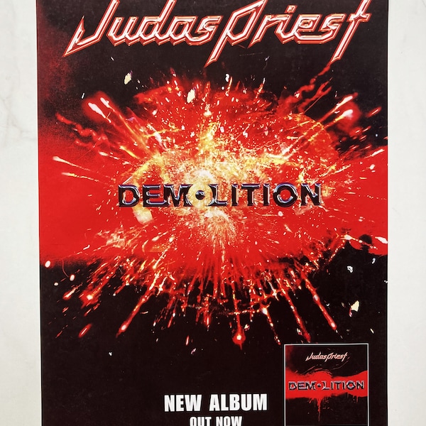 Judas Priest Demolition Original 2001 Promo Shop Display Poster 20" x 30"  (Not Framed) Please Read Description