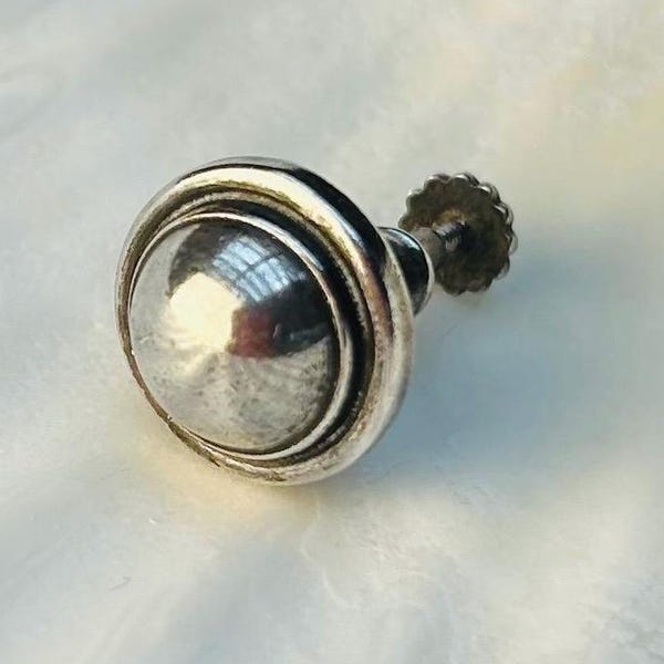Georg Jensen Jewelry, Single Earring (1) with Screw Back, Danish Designer Hallmark, Sterling Silver 925, 1930s Jewelry, Vintage Earring