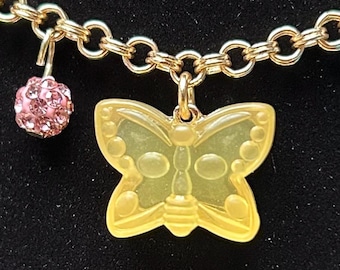 Vintage Betsey Johnson Butterfly Charm Bracelet; 1980s Jewelry; Whimsical Bracelets / Insect Collectibles for Butterfly Collectors