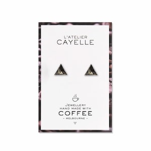 Recycled Coffee ground and gold powder triangle earrings