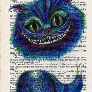 Digitaler Download, Die Grinsekatze Biro Kunstdruck, Alice im Wunderland