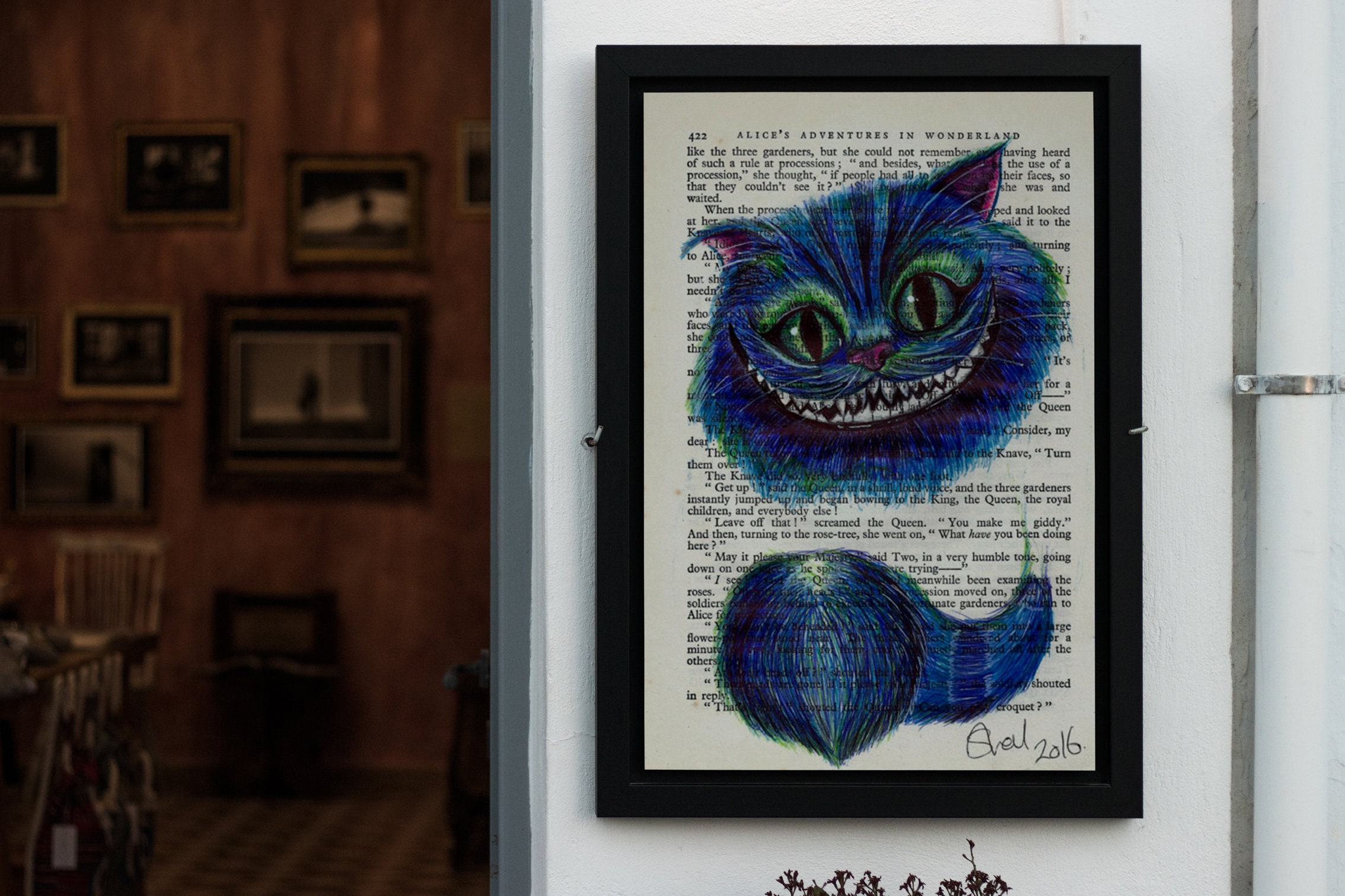 Poster Dictionary Book Page Background Alice in Wonderland and Cheshire Cat  Quote. Wall Decor Poster Print Book Page Art. 