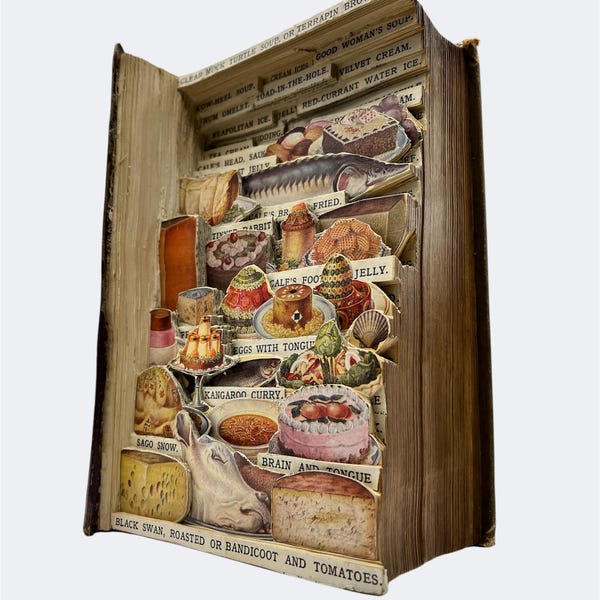 Mrs Beeton's Altered Book Sculpture: Household Management Book Carving