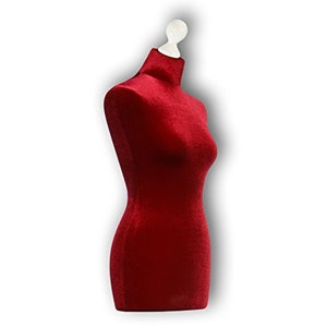LUCCESI Dressmaker's Dummy | Torso Size (Female) L (40-42) | Cover: Velvet Red | Base: White | Women's Mannequin Design #2