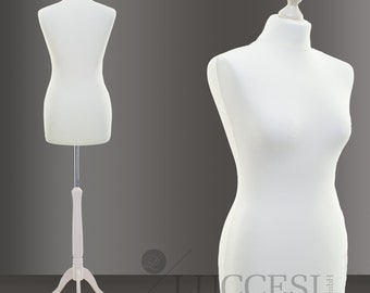 Schneiderpuppe | LUCCESI | Torso (Female) Größe XS-XXL | Bezug creme-weiss oder schwarz | Standfuss weiss | Schaufensterpuppe Design #1