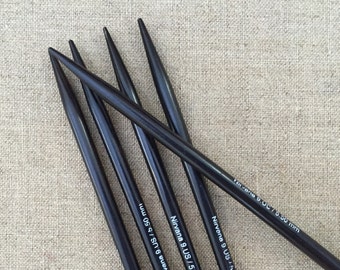 Ebony Needles 6" &  8"Double Pointed Nirvana Ebony Needles Wood Double Point Needles-5 PC Set Sizes 1,1.5,2,3,4,5,6,7,8,9,10,11,13,15,17