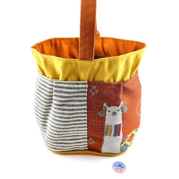 Atenti Tall Caddy Mama Llama Flame Crochet Knitting Caddy Alpaca Knitting Project Bag Atenti Yarn Caddy Atenti MamaLlama Knitter's Gift