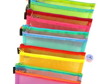 Walker Mesh Double Zip Bag 4&quot; X 9&quot; Small Notions Bag 4&quot; X 9&quot; See Through Notions Key Chain Bag In A Variety of Colors 2 Zippers Mesh Bag