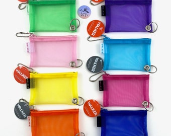Walker Mesh Zip Notions Bag 3&quot; X 4.25&quot; / 8cm X 11cm Small Bag with Key Ring See Through Notions Bag Variety of Colors Zipper Mesh Bag