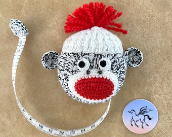 Sock Monkey Tape Measure: Lantern Moon Crocheted Retractable 60" Tape