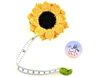 Sunflower Tape Measure, Lantern Moon Tape Measure, Retractable Tape Measure Crocheted Tape Measure, Knitting Tool, Crochet Tool Sewing Tool