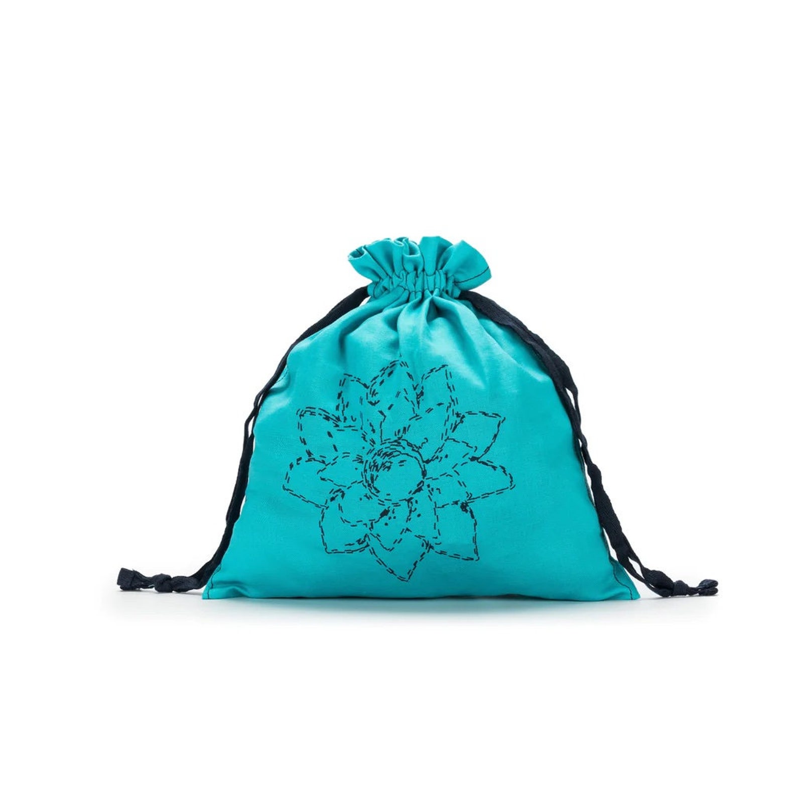 Della Q Small Eden Pouch Linen Beige or Navy Flower Dellaq Etsy