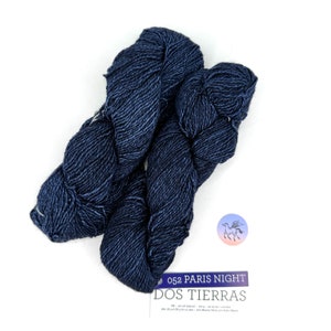 Malabrigo Dos Tierras Paris Night 052 Baby Alpaca & Superwash Merino Dark Blue Kettle Dyed Wool Merino Alpaca DK 210 Yds Priced per Hank