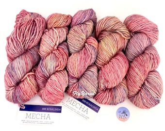 Malabrigo Rios Rosalinda 398 Superwash Merino Worsted Yarn Variegated Pink Blue Yellow Sweater Scarf