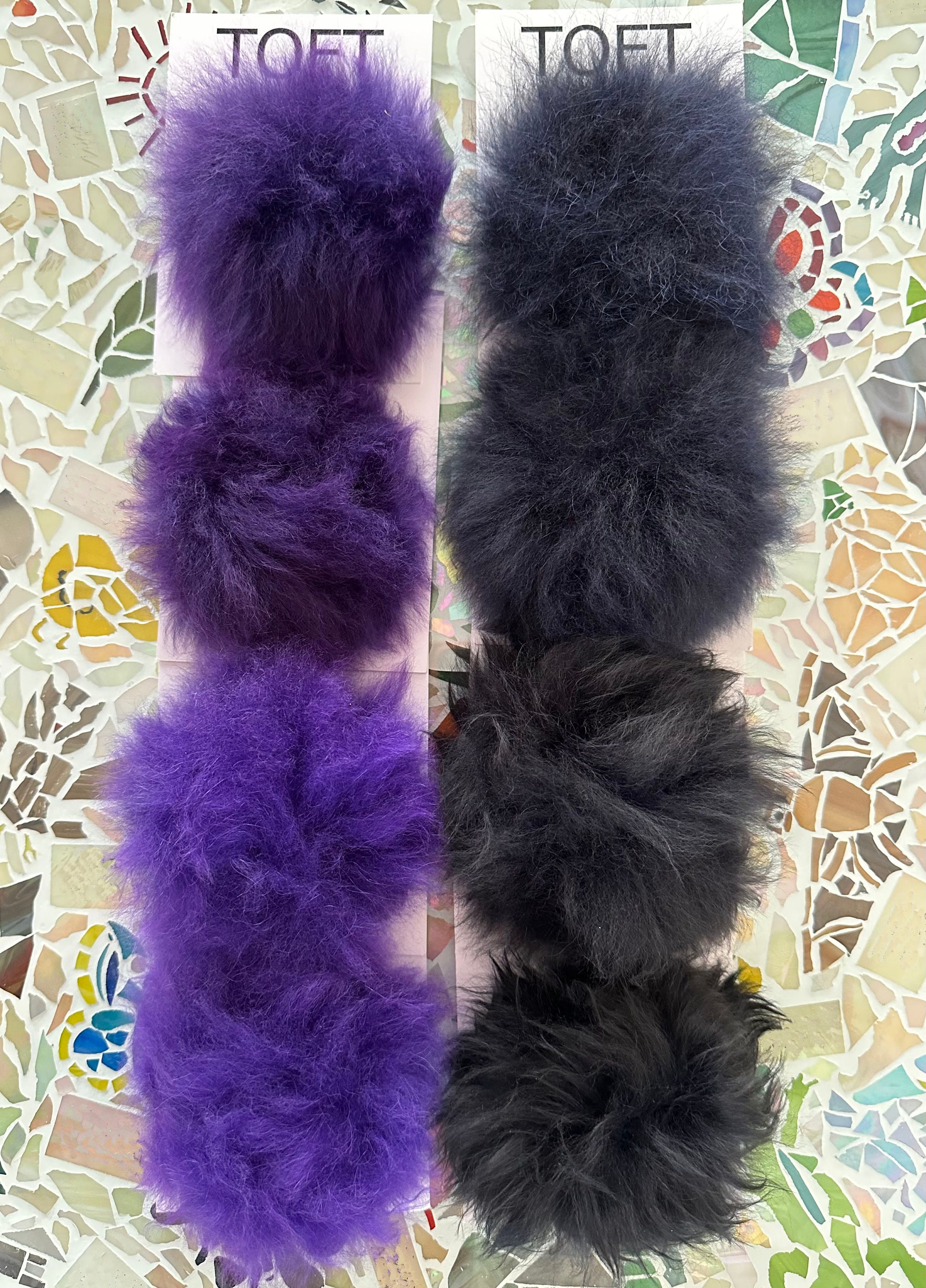 Choose a Colorful Toft Pom Pom made from Alpaca Fur which has a snap to sew  on to your knitwear. Snap on and off for washing or to change the look  of