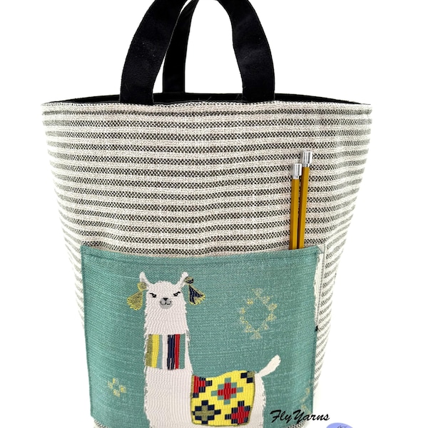 Atenti MamaLLama Hope Basket: Knitting Project Bag with Pockets