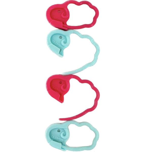 Clover Quick Locking Stitch Markers Medium Sheep 20 Small Stitch Markers Rose Pink & Light Blue