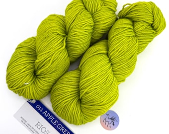 Malabrigo Rios Apple Green Yarn: Hand-Dyed Worsted Superwash Merino, 210Yds, Price Per Hank