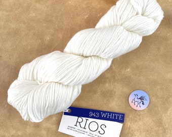 Malabrigo Solidos Rios White Worsted Weight Solid White Merino Yarn Super Wash Wool Solidos Series Merino 210Yds 100gm Priced per Hank