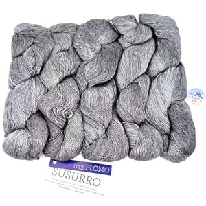 Malabrigo Susurro Plomo Silk, Linen & Merino Blend Yarn DK/Sport Weight Single Ply Yarn 325 Yds 297 Meters per Hank Gray Yarn Price per Hank