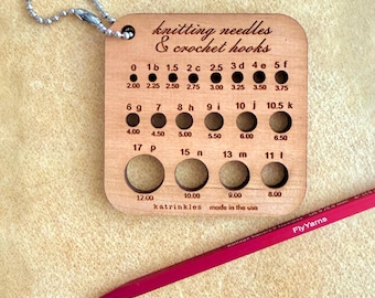 Katrinkles Needle Gauge: Lightweight Wood 2.5" Square, US & Metric Needle and  Crochet Hook Sizes