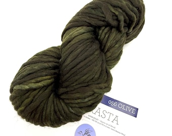 Malabrigo Rasta Olive Yarn: Super Bulky Kettle-Dyed Merino 90 Yds