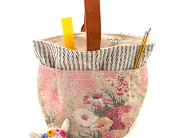 Atenti Tall Caddy Rosewood Crochet Supply Bag Craft Organizer Tote Notions Needles Yarn Storage