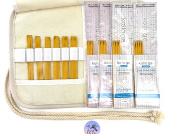 Kollage Gold DPN 5" Full Set 10 Sizes US0-US7 GOLD Kollage Set Limited Edition Original 4 Sided Knitting Needles Free Shipping USA