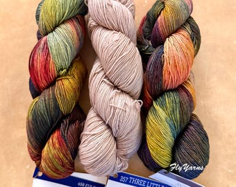 Malabrigo Orienta Shawl Kit: 2-Fulgor & 1-Three Little Pigs Kettle-Dyed Sock Yarn April 2026 KAL