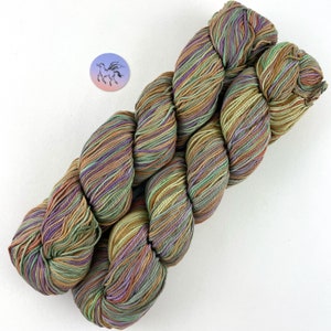 Urth Uneek 1077 Cotton Mercerized Self-Striping Green Tan Lavender DK Hand-Dyed Yarn 275 yds/ 250 M, 3.5oz / 100gr per hank priced per hank