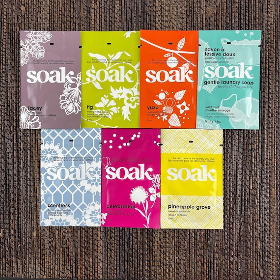 Soak Wash Singles Lacey, Yuzy Celebration, Pineapple Grove, Fig Scentless  Soak 5ml Single Use Packet Mini Soak Travel Size Soak 5ml Each 