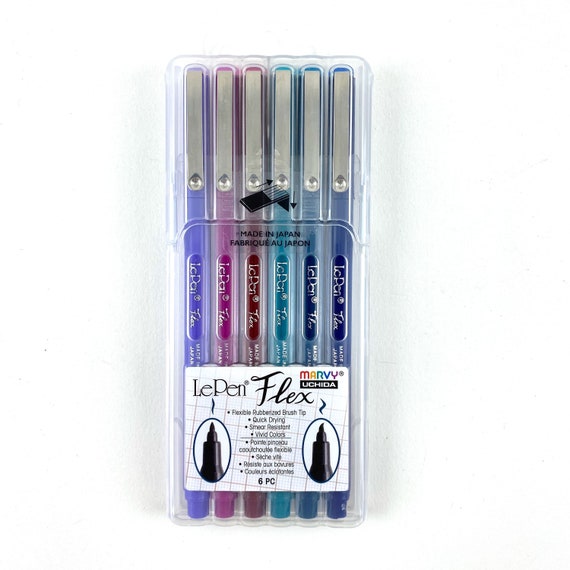 Le Pen Flex Set Jewel Colors 6 Pack Markers Smear Resistant Markers  Non-toxic Markers 6 Pc Assorted Colors Marvy Uchida 