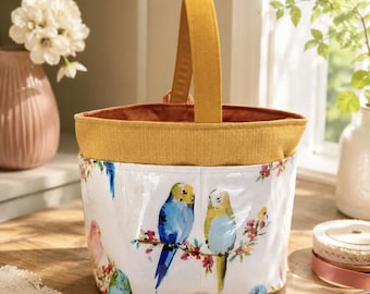 Atenti Budgie Love Birds Perfect Caddy Craft Tote Bag Needlework Organizer Tool Stand Travel Bag