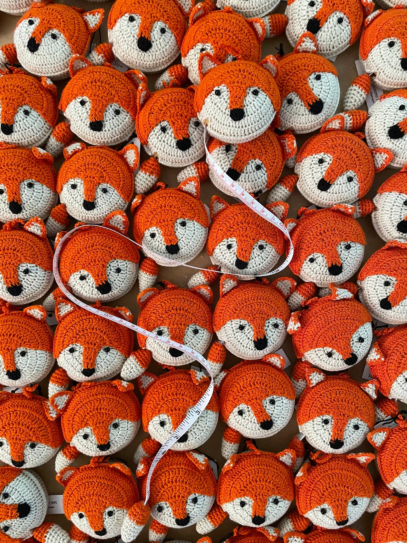 Fox Tape Measure, Crochet Tool Retractable Tape Measure, Crocheted Fox