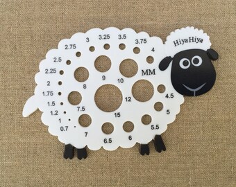 Sheep Needle Gauge, HiyaHiya Needle Gauge, HiyaHiya Sheep Gauge, Sheep Knitters Gauge Knitting Needle Gauge, Metric Needle Gauge, Lamb Gauge