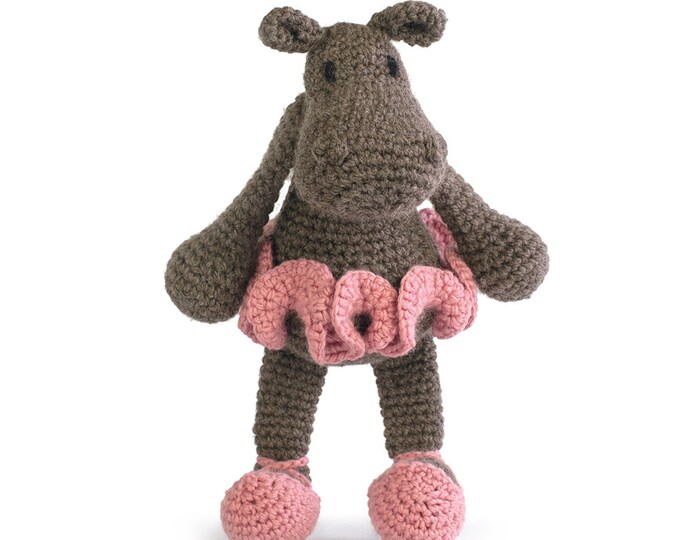 Toft Crochet Kit Hippo in a Tutu DIY Crochet Amigurumi DIY Kit Toft Complete W/ Crochet Hook