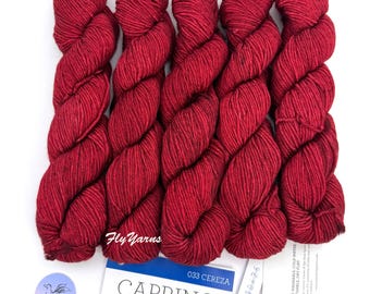 Malabrigo Caprino Cereza Yarn: Red Merino Cashmere Blend, DK Weight, 164yds, Priced Per Hank
