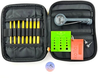 Kollage Square Gold Deluxe Interchangeable 5.5" Set: 12 Pair Tips, Firm & Soft Cables, +Tools