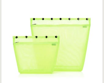 Della Q Standing Mesh Bag: 2PC Set Large & Xtra-Large, Grass, Ocean, Sunset, Bloom-Pink