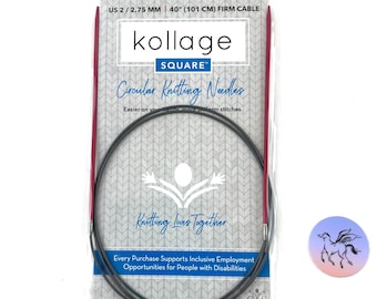 Kollage 40" RED Circular FIRM-Cable: Square Knitting Needle US2, US2.5, US7, US10.5