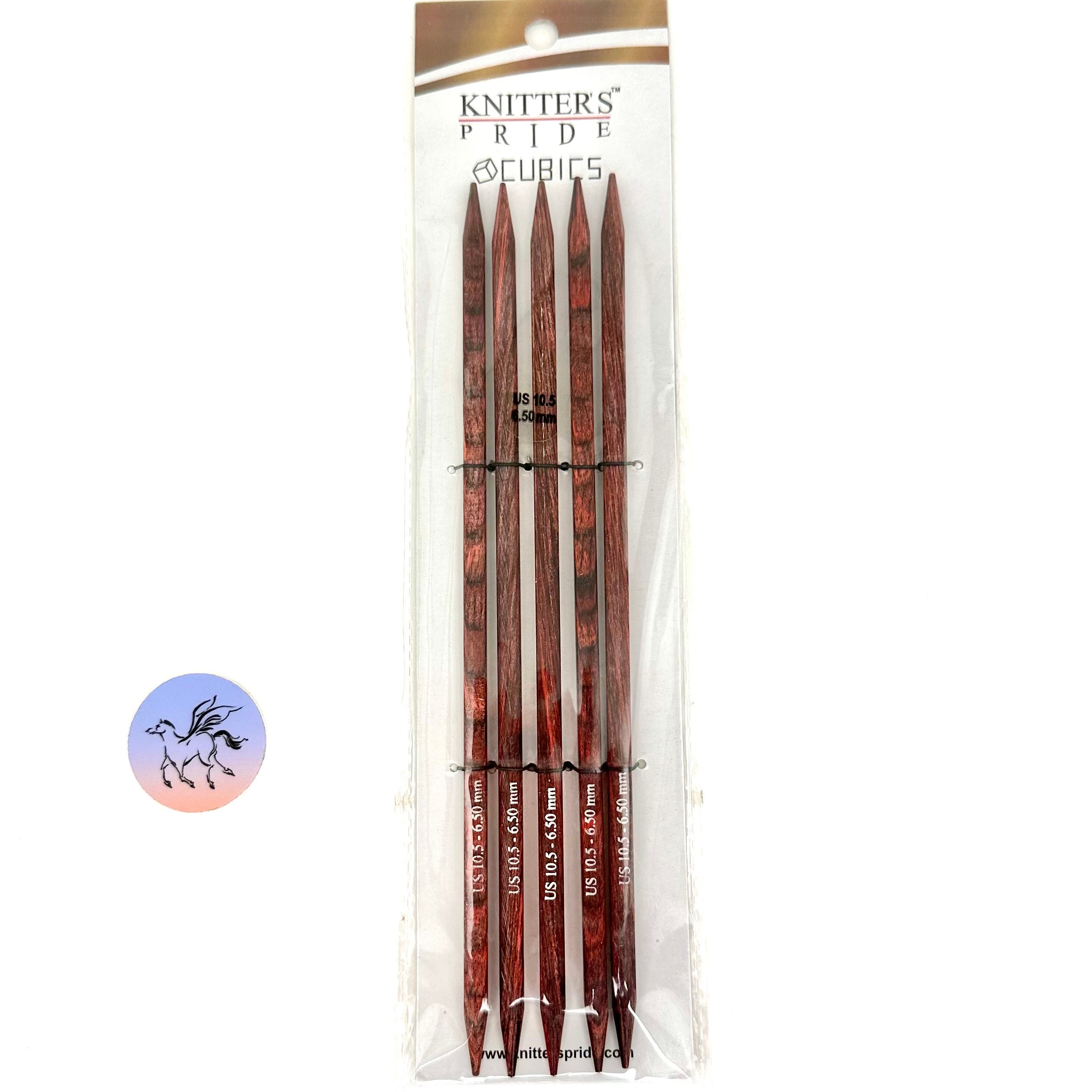 Knitter's Pride Cubics DPN Needles Set Square Needles Wood Knit Pro Cubic  Double Point Needles Larger Sizes US10.5, US10.75, US11 