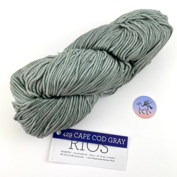 Malabrigo Rios Cape Cod Gray Worsted Weight Merino Yarn Super Wash Wool Grey Kettle Dyed Merino 210Yds 100gm Priced per Hank