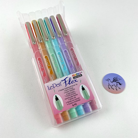 Le Pen Flex Set Pastel Colors 6 Pack Markers Smear Resistant Markers  Non-toxic Markers 6 Pc Assorted Colors Marvy Uchida 