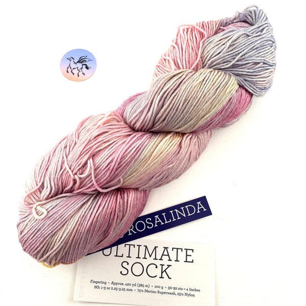 Malabrigo Ultimate Sock Rosalinda 398 Merino Superwash & 25% Nylon Fingering Weight Yarn 75/25 Wool Nylon Blend Hand-Dyed NEW Price Per Hank