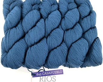 Malabrigo Solidos Casapueblo 645 Rios Worsted Weight Solid Blue Merino Yarn SuperWash Wool Solidos Series Merino 210Yd 100gm Priced per Hank