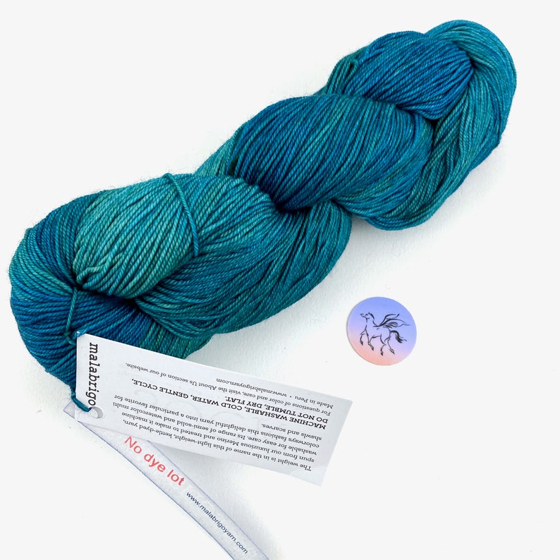 Fingering Wool Blue-Green Sock Yarn Malabrigo Sock Solis 809 Yarn Superwash Merino Wool Blue Jade Kettle Dyed Wool Fingering Weight Yarn