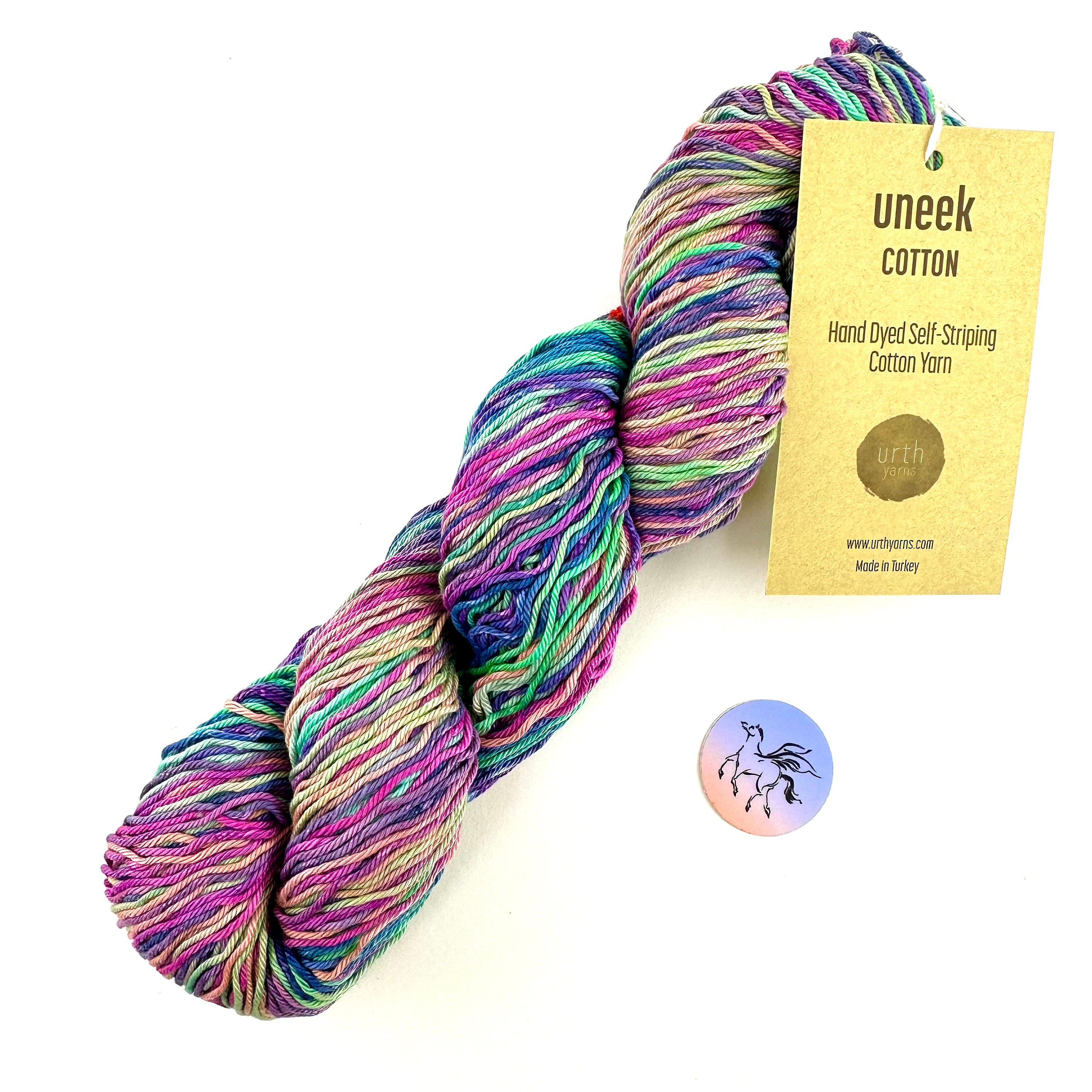 Urth Uneek 1091 Cotton Self-striping Yarn Pink Mint Blue Magenta